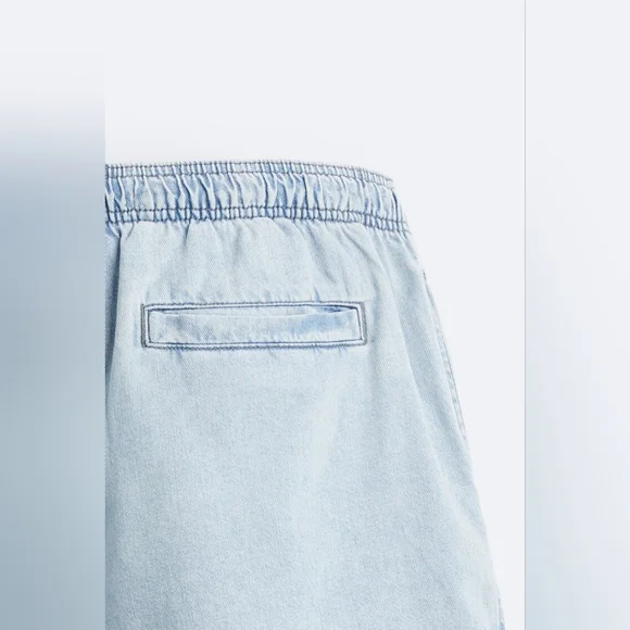 ZARA CROPPED DENIM BERMUDA SHORTS - Picture 9 of 10